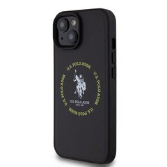 U.S. Polo PU Leather Printed Round Double Horse MagSafe Case for iPhone 15 Black цена и информация | Чехлы для телефонов | kaup24.ee