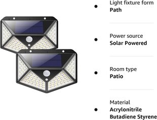 iPosible LED Солнечные фонари для улицы, 2 шт. цена и информация | Уличное освещение | kaup24.ee