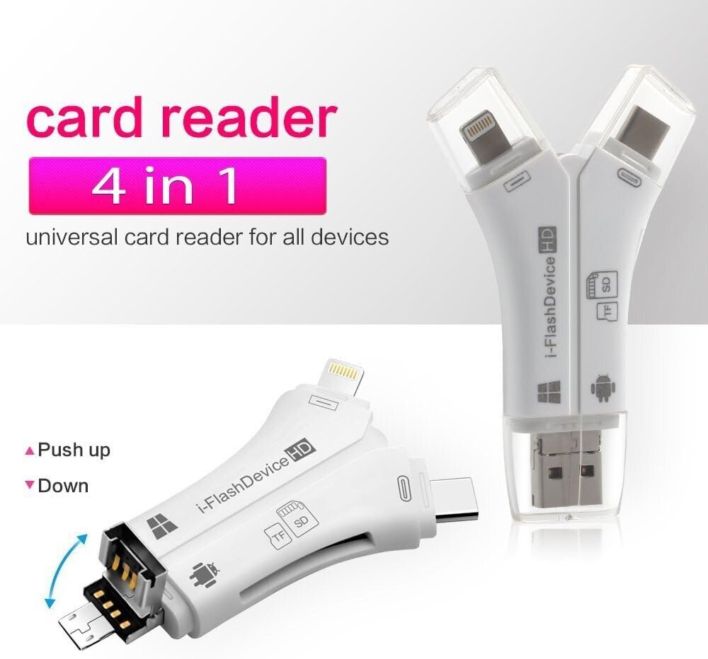 i-Flash mälukaardilugeja, 4 ühes, SD ja TF. Adapter цена и информация | USB jagajad, adapterid | kaup24.ee