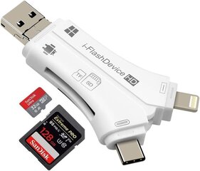 i-Flash mälukaardilugeja, 4 ühes, SD ja TF. Adapter цена и информация | Адаптеры и USB-hub | kaup24.ee