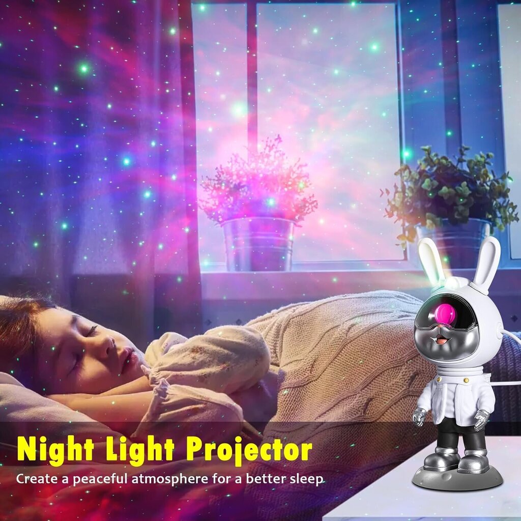 LED galaktika ja tähtprojektor Astronaut Bunny цена и информация | Peokaunistused | kaup24.ee