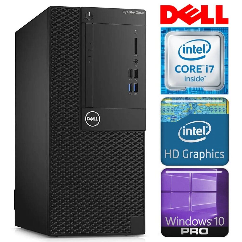 Dell 3050 Tower i7-7700 8GB 256SSD M.2 NVME+1TB WIN10Pro hind ja info | Lauaarvutid | kaup24.ee