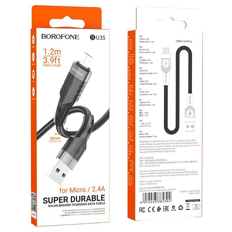 Borofone USB/Micro USB , 1.2 m цена и информация | Kaablid ja juhtmed | kaup24.ee