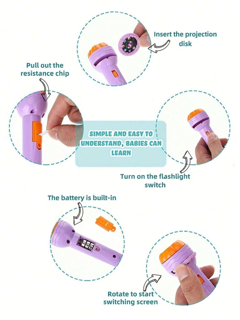 Laste projektor-taskulamp 2in1, mint цена и информация | Arendavad mänguasjad | kaup24.ee