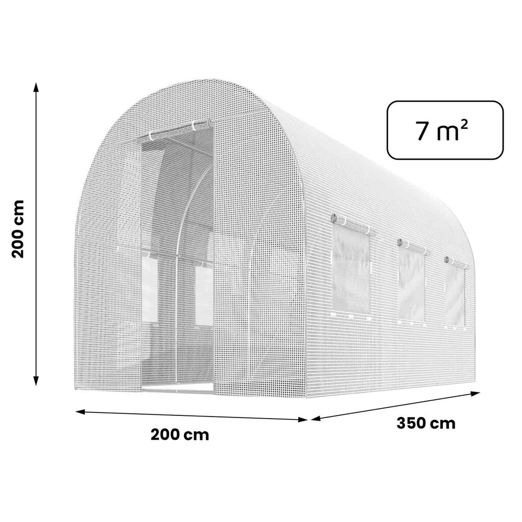 Aiatunnel, 2x3,5m, valge hind ja info | Kasvuhooned | kaup24.ee