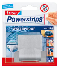 Tesa двойной крючок из нержавеющей стали PowerStrips Waterproof Zoom1 шт. цена и информация | Аксессуары для ванной комнаты | kaup24.ee