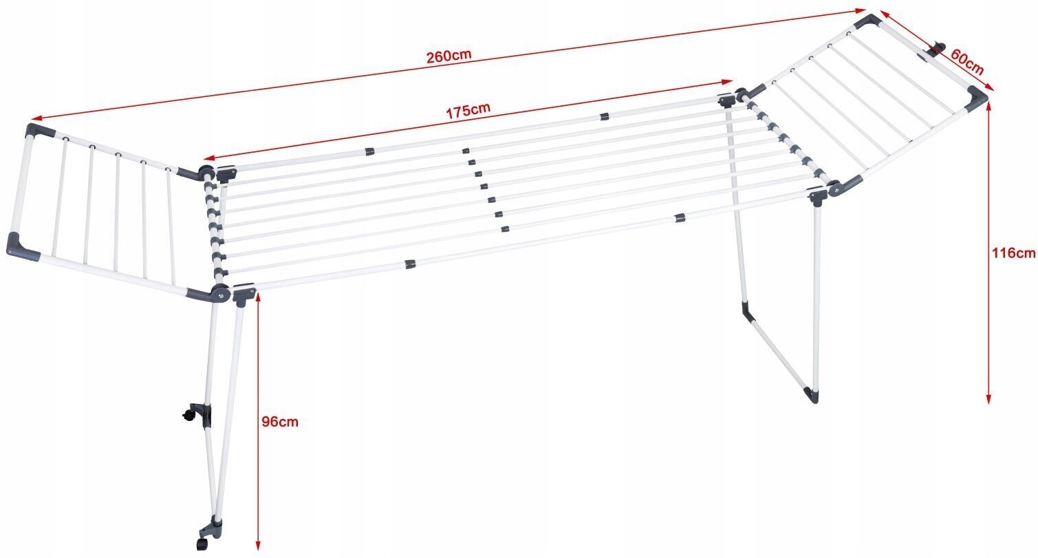 Pesukuivatusrest Promis, 260x61x96 cm hind ja info | Pesukuivatusrestid ja aksessuaarid | kaup24.ee