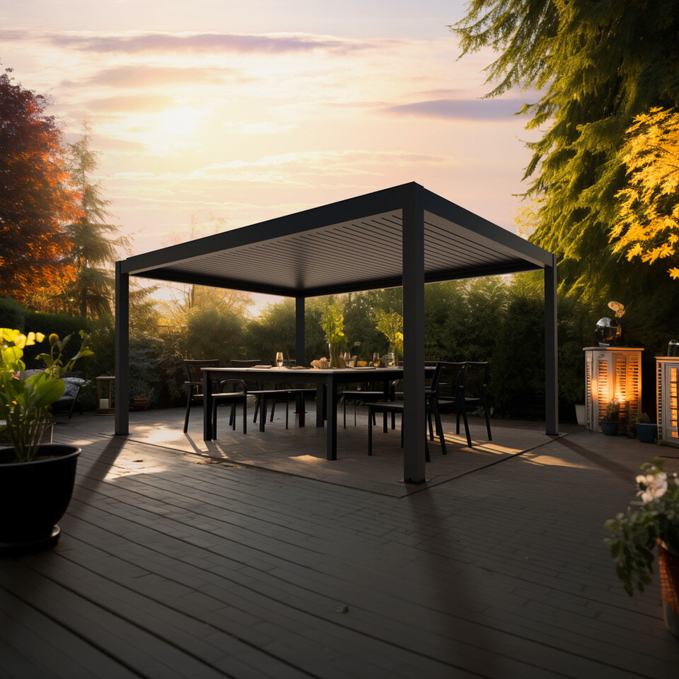 Varikatus Sky Pergola 3x4m, hall, mootoriga katus, LED valgus hind ja info | Varikatused ja aiapaviljonid | kaup24.ee