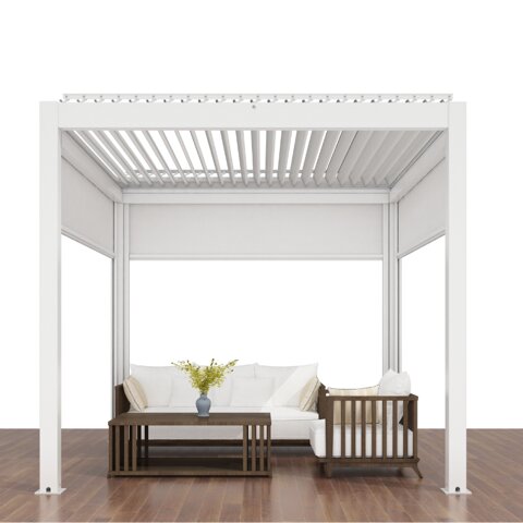 Varikatus Sky Pergola 3x3m, valge, mootoriga katus, LED valgus hind ja info | Varikatused ja aiapaviljonid | kaup24.ee