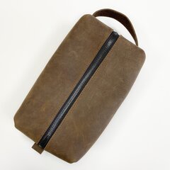 Косметичка кожаная ручной работы Kristicija Leather Goods, коричневая цена и информация | Косметички, косметические зеркала | kaup24.ee