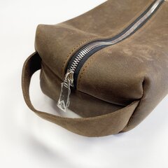 Косметичка кожаная ручной работы Kristicija Leather Goods, коричневая цена и информация | Косметички, косметические зеркала | kaup24.ee