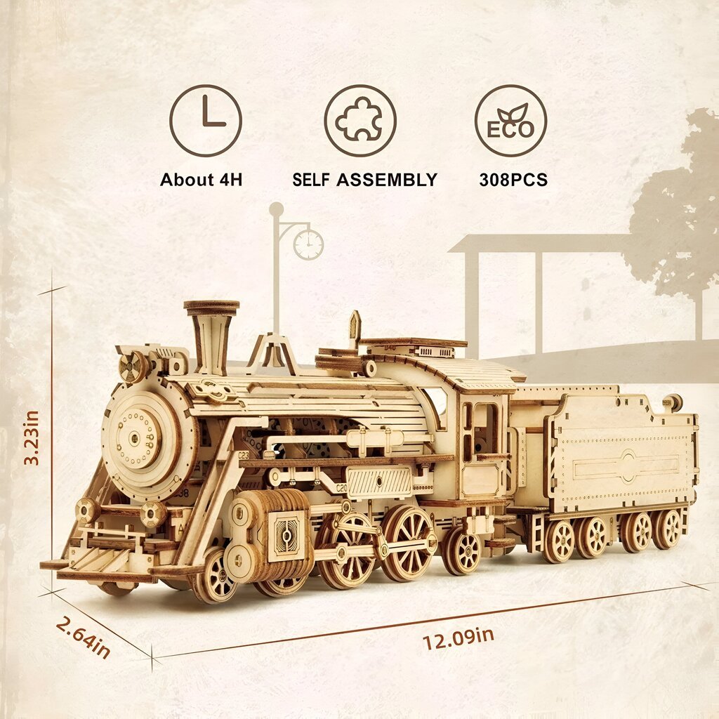 LIVMAN ZY-173 3D puidust aururongi puslekomplekt, mõõtkavas 1:80, 308 tükki цена и информация | Arendavad mänguasjad | kaup24.ee