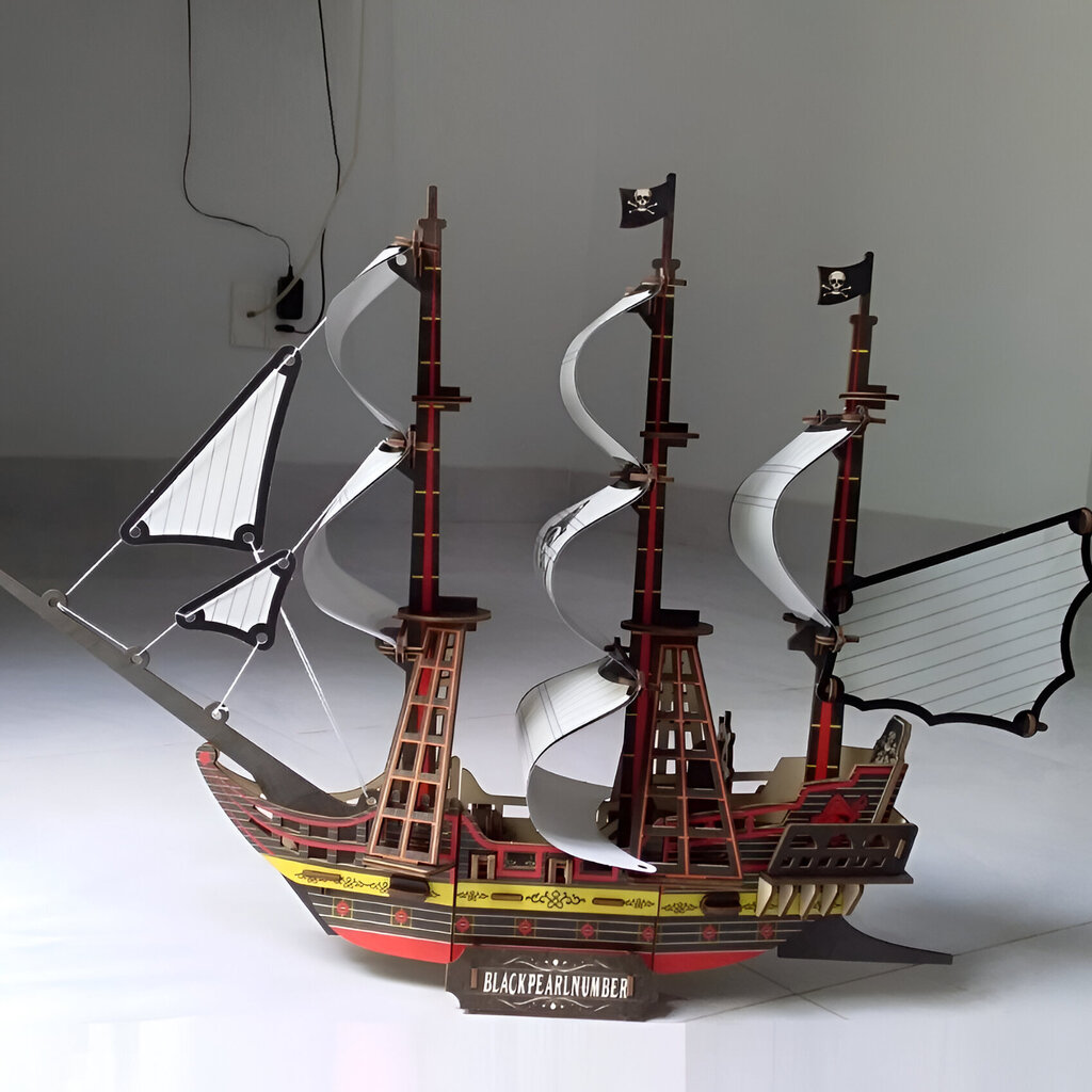 LIVMAN BZQ-058 3D puidust piraadilaev "Must pärl" puslekomplekt, 126 tükki hind ja info | Arendavad mänguasjad | kaup24.ee