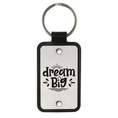 Nahast võtmehoidja roostevabast terasest plaadiga Dream big hind ja info | Originaalsed võtmehoidjad | kaup24.ee