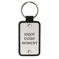 Nahast võtmehoidja roostevabast terasest plaadiga Enjoy every moment hind ja info | Originaalsed võtmehoidjad | kaup24.ee