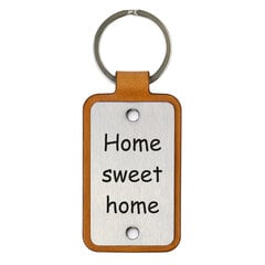 Nahast võtmehoidja roostevabast terasest plaadiga Home sweet home hind ja info | Originaalsed võtmehoidjad | kaup24.ee