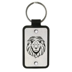 Nahast võtmehoidja roostevabast terasest plaadiga Lõvi hind ja info | Originaalsed võtmehoidjad | kaup24.ee