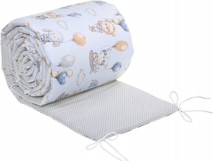 Pehme võrevoodi kaitse Babymam, 180x30 cm, Blue/Gray цена и информация | Laste ohutustarvikud | kaup24.ee