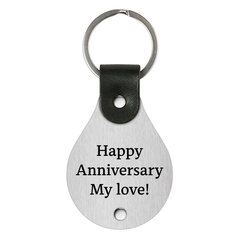 Кожаный брелок – Happy anniversary my love, черный цена и информация | Брелки | kaup24.ee