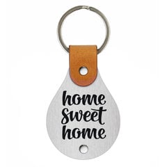 Nahast võtmehoidja roostevabast terasest plaadiga Home sweet home hind ja info | Originaalsed võtmehoidjad | kaup24.ee
