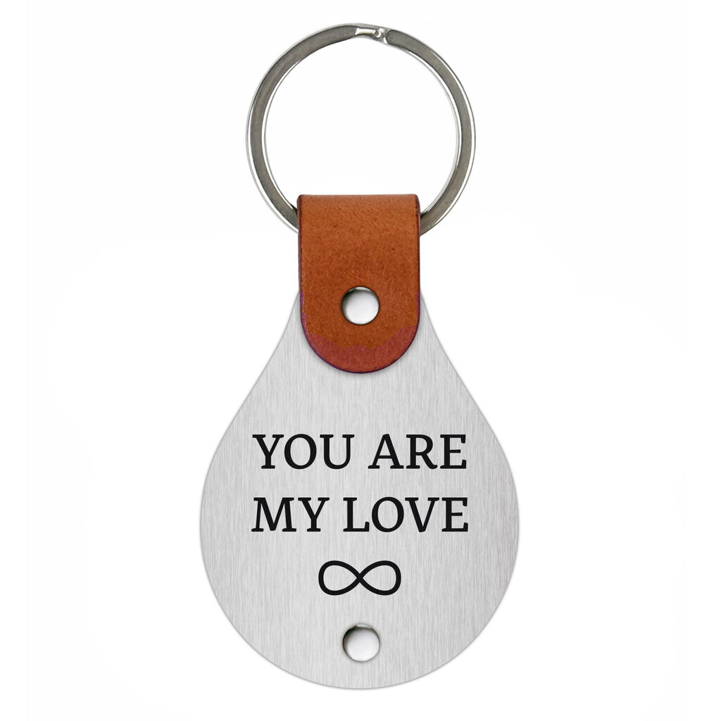 Nahast võtmehoidja roostevabast terasest plaadiga You are my love hind ja info | Originaalsed võtmehoidjad | kaup24.ee