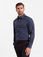рубашка мужская приталенного кроя с хлопковым узором - темно-синяя v6 om-shcs-0151 124410-7 цена и информация | Мужские рубашки | kaup24.ee