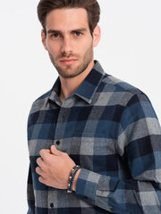 Мужская фланелевая рубашка в клетку — синяя v4 om-shcs-0150 124402-7 цена и информация | Мужские рубашки | kaup24.ee