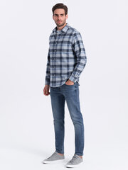 Мужская фланелевая рубашка в шотландскую клетку — сине-серый v1 om-shcs-0150 124399-7 цена и информация | Мужские рубашки | kaup24.ee