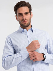 классическая мужская рубашка узкого кроя из хлопка с микро рисунком - синяя v7 om-shcs-0156 124376-7 цена и информация | Мужские рубашки | kaup24.ee
