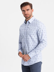 классическая мужская рубашка узкого кроя из хлопка с крабами - светло-голубая v6 om-shcs-0156 124375-7 цена и информация | Мужские рубашки | kaup24.ee
