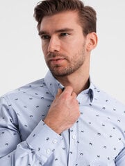 классическая мужская рубашка узкого кроя из хлопка с крабами - светло-голубая v6 om-shcs-0156 124375-7 цена и информация | Мужские рубашки | kaup24.ee