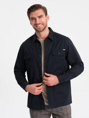 мужская хлопковая рубашка классического кроя с карманами на пуговицах - темно-синяя v3 om-shcs-0146 124367-7 цена и информация | Мужские рубашки | kaup24.ee