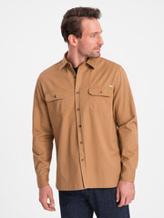 мужская хлопковая рубашка обычного кроя с карманами на пуговицах - Camel v2 om-shcs-0146 124366-7 цена и информация | Мужские рубашки | kaup24.ee