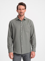 рубашка мужская классического кроя с карманом - цвет хаки v4 om-shcs-0148 124360-7 цена и информация | Мужские рубашки | kaup24.ee