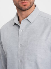 Рубашка мужская обычного кроя с карманом - светло-серый меланж v2 om-shcs-0148 124358-7 цена и информация | Мужские рубашки | kaup24.ee