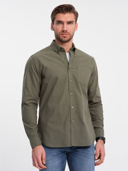 мужская хлопковая рубашка обычного кроя с карманами - хаки v4 om-shos-0153 124354-7 цена и информация | Мужские рубашки | kaup24.ee