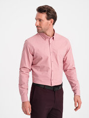 мужская хлопковая рубашка обычного кроя с карманом - розовая v3 om-shos-0153 124353-7 цена и информация | Мужские рубашки | kaup24.ee