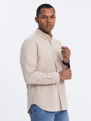 мужская хлопковая рубашка классического кроя с карманами - бежевый v1 om-shos-0153 124352-7 цена и информация | Мужские рубашки | kaup24.ee