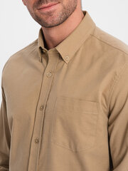 рубашка мужская хлопковая классического кроя с карманами - светло-коричневая v2 om-shos-0153 124351-7 цена и информация | Мужские рубашки | kaup24.ee