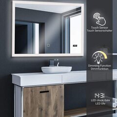 Vannitoa peegel, LED, puutetundlik lüliti 120x60cm цена и информация | Зеркала | kaup24.ee