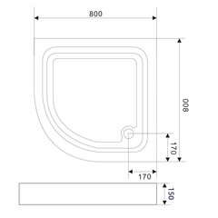 Isekandev poolringikujuline akrüülist dušialus, 80x80 cm hind ja info | Dušialused | kaup24.ee