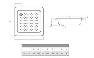Эмалированный квадратный душевой поддон, белый, 70x70 см цена и информация | Стойки для душа | kaup24.ee