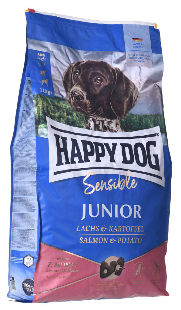 Happy Dog Sensible Junior Lachs noortele koertele lõhe ja kartuliga, 10 kg цена и информация | Kuivtoit koertele | kaup24.ee