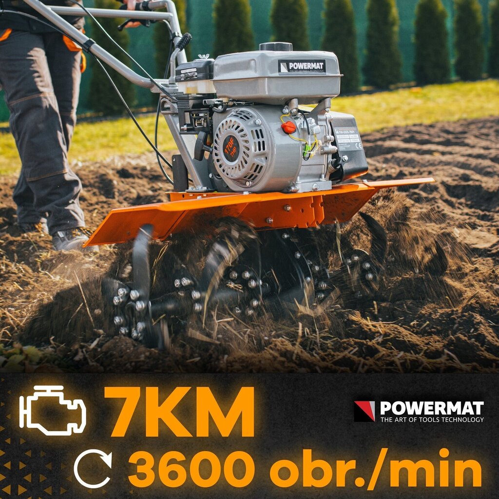 Bensiinikultivaator Powermat PM-GGS-700Y, 7HP hind ja info | Aeraatorid, mullafreesid | kaup24.ee