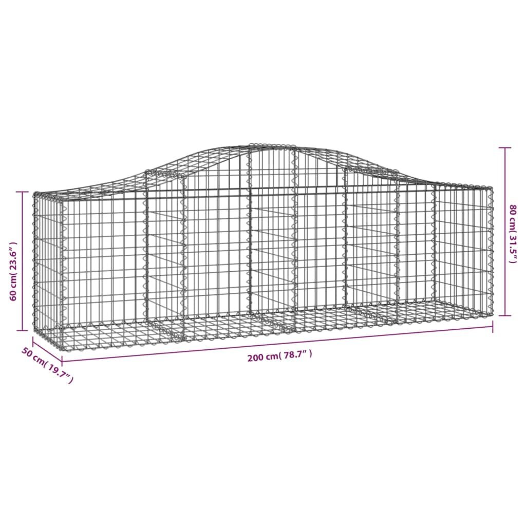 vidaXL kaarekujuline gabioonkorv, 200x50x60/80 cm, tsingitud raud hind ja info | Lillekastid | kaup24.ee