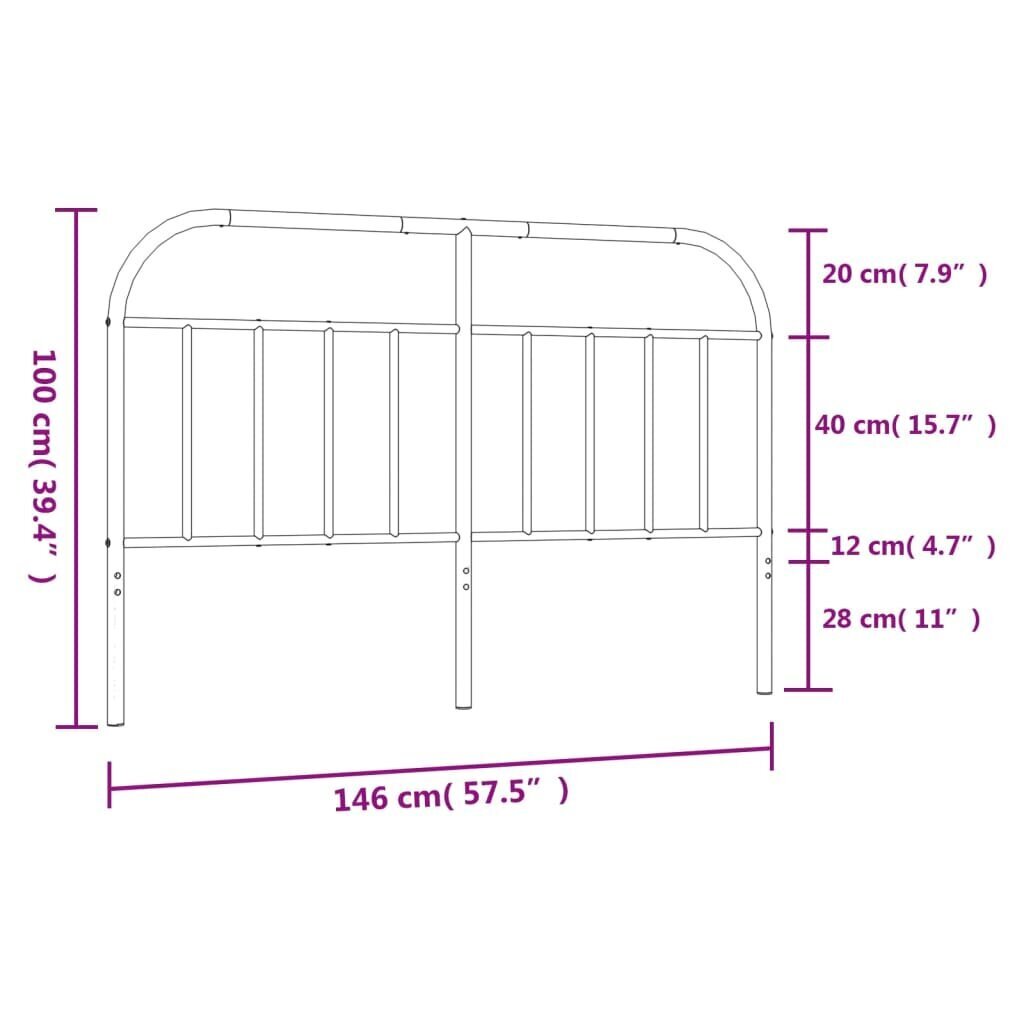 vidaXL metallist voodipeats, must, 140 cm hind ja info | Voodid | kaup24.ee