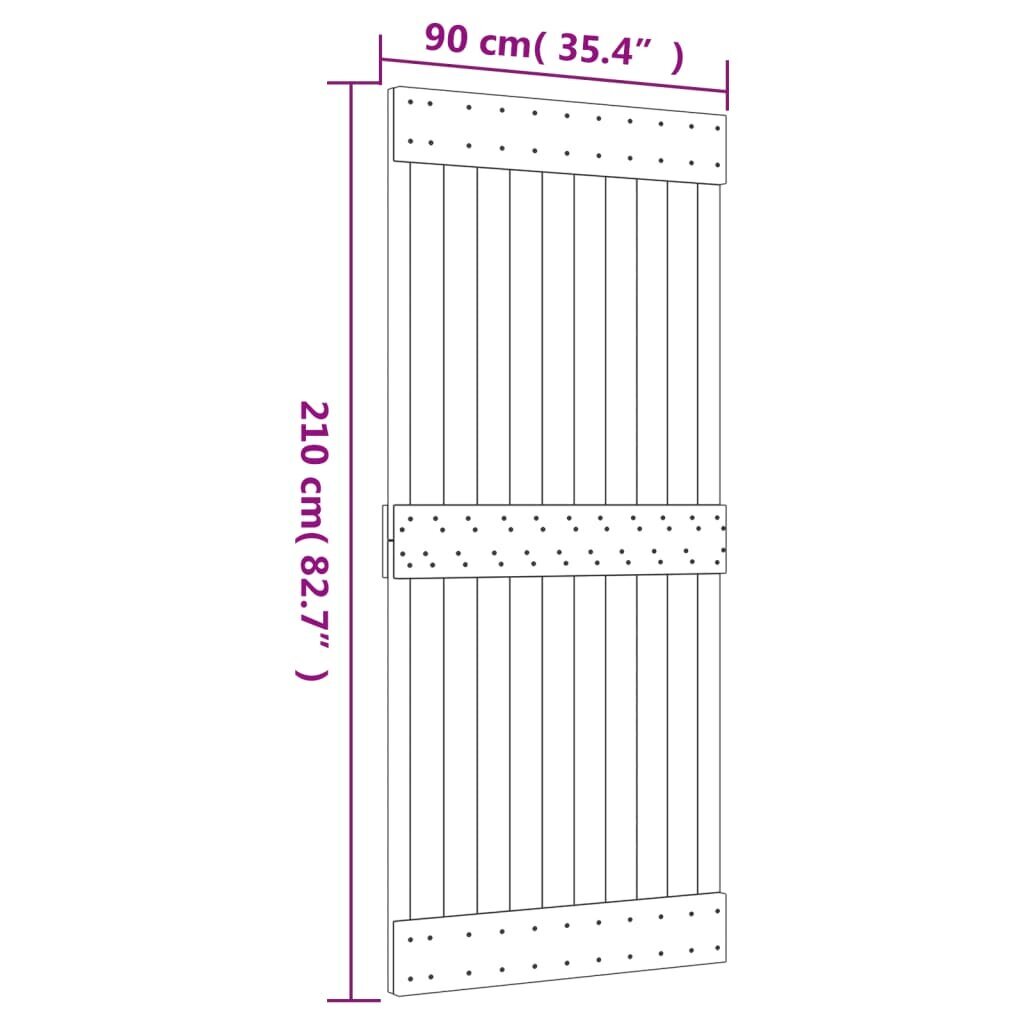 vidaXL liuguks tarvikutega, 90 x 210 cm, männipuit цена и информация | Siseuksed | kaup24.ee