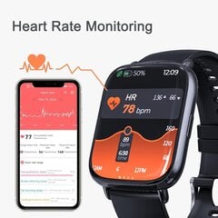Умные часы с термометром/сердечным ритмом/монитором сна/давлением крови/кислородом крови/педометром, водонепроницаемые, черный цена и информация | Смарт-часы (smartwatch) | kaup24.ee