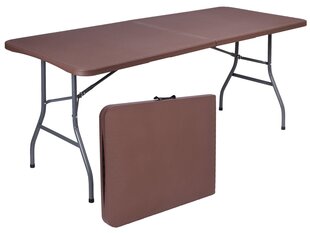 Банкетный стол складывается в чемодан RATTAN 180x74x74,5 коричневый цена и информация | Садовые столы и столики | kaup24.ee