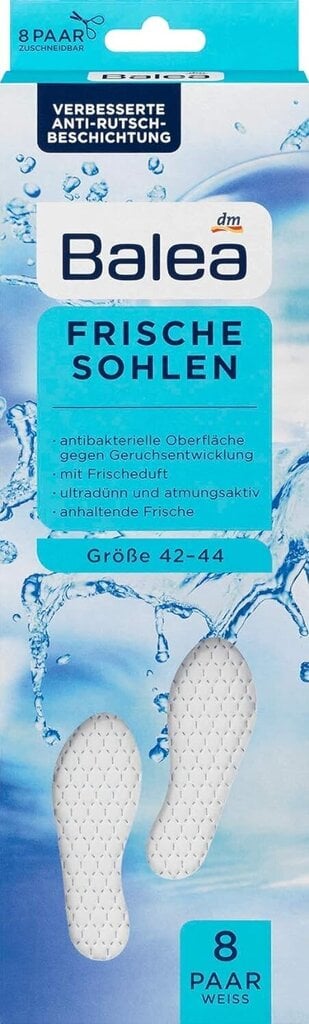 Värskendavad sisetallad Balea Fresh valge, suurus 42-44, 8 paari hind ja info | Rõivaste ja jalatsite hooldus | kaup24.ee